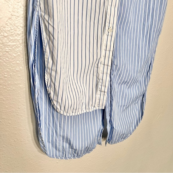 Monse Blue and White Cotton Sleeveless Mixed Stripe Shirt Button Down Size 0 - Picture 8 of 16